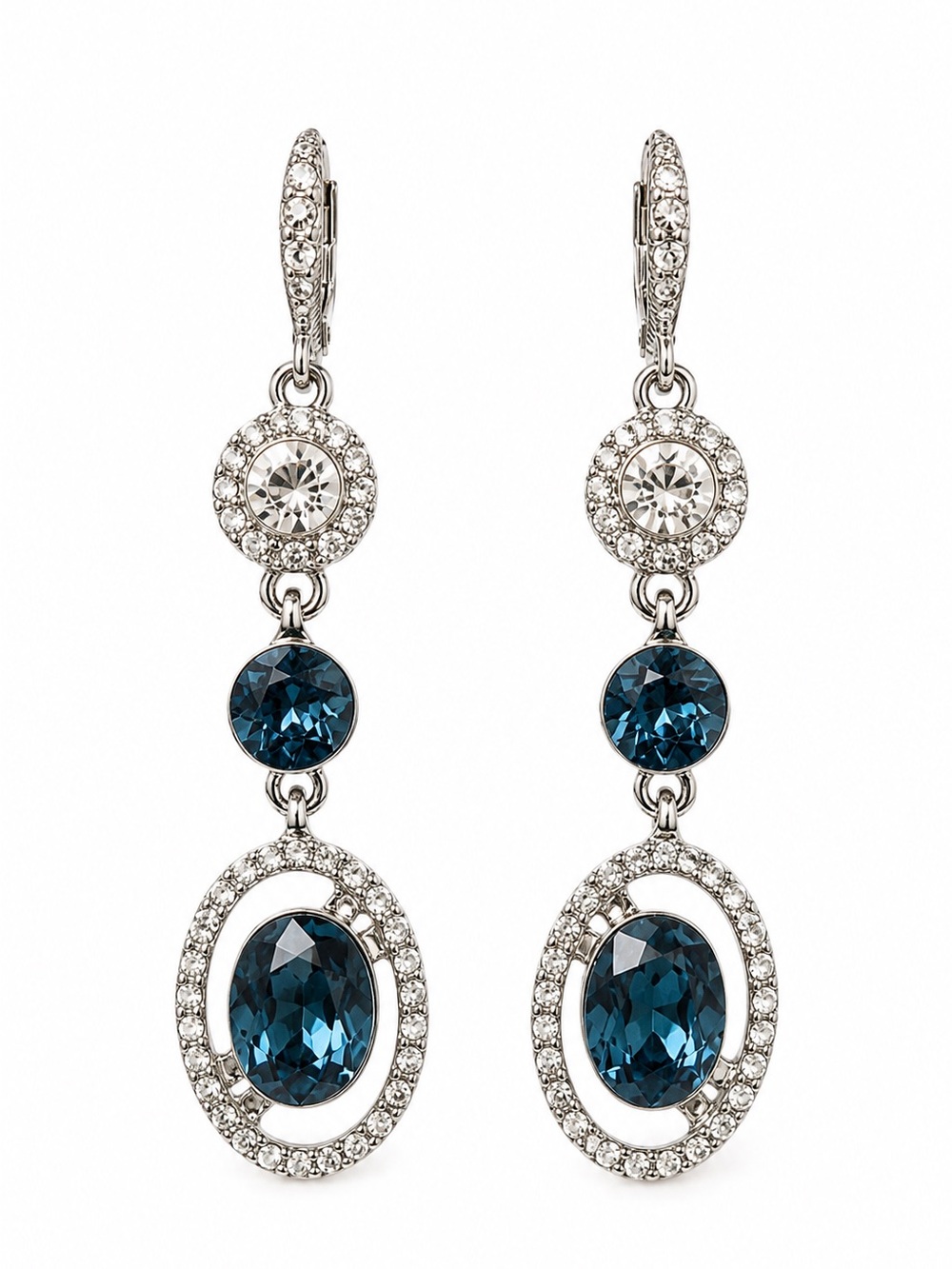 Givenchy Crystal Blue Drop Earrings in Silver-Tone
